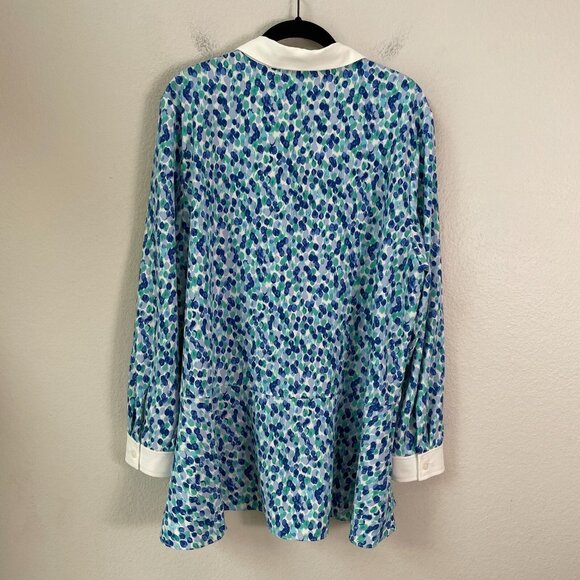 Isaac Mizrahi Womens Plus 16 Button Up Swing Top Long Sleeve Blouse Shirt - Picture 7 of 8